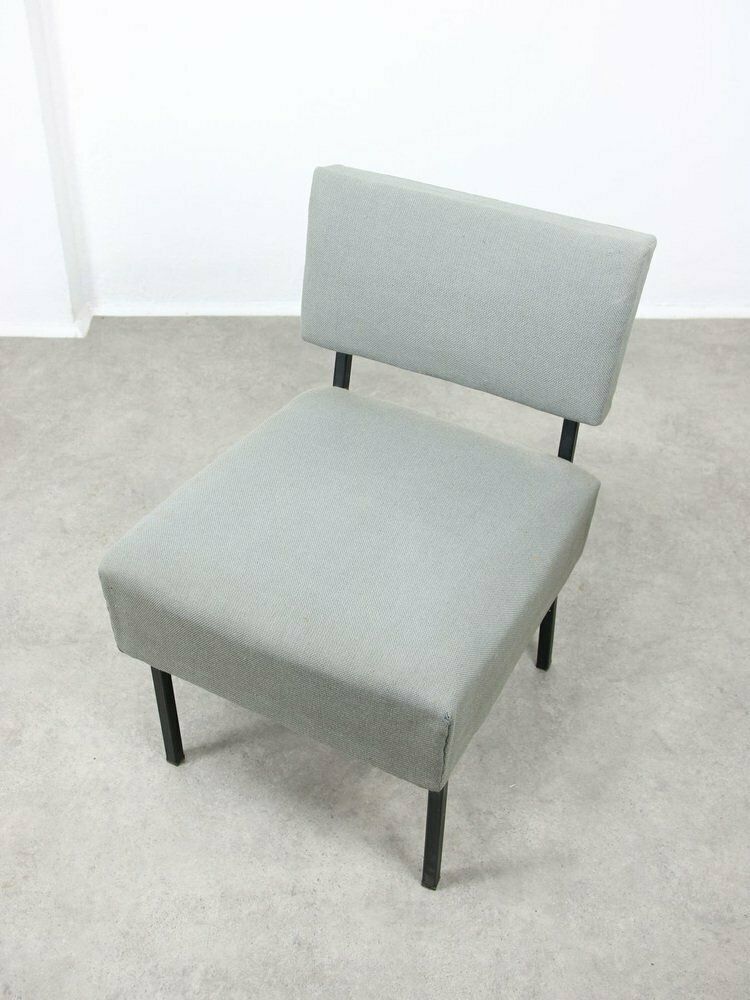 photo vinterior Mid Century Bauhaus Style Easy Chairs In Grey Fabric, Set Of 2
