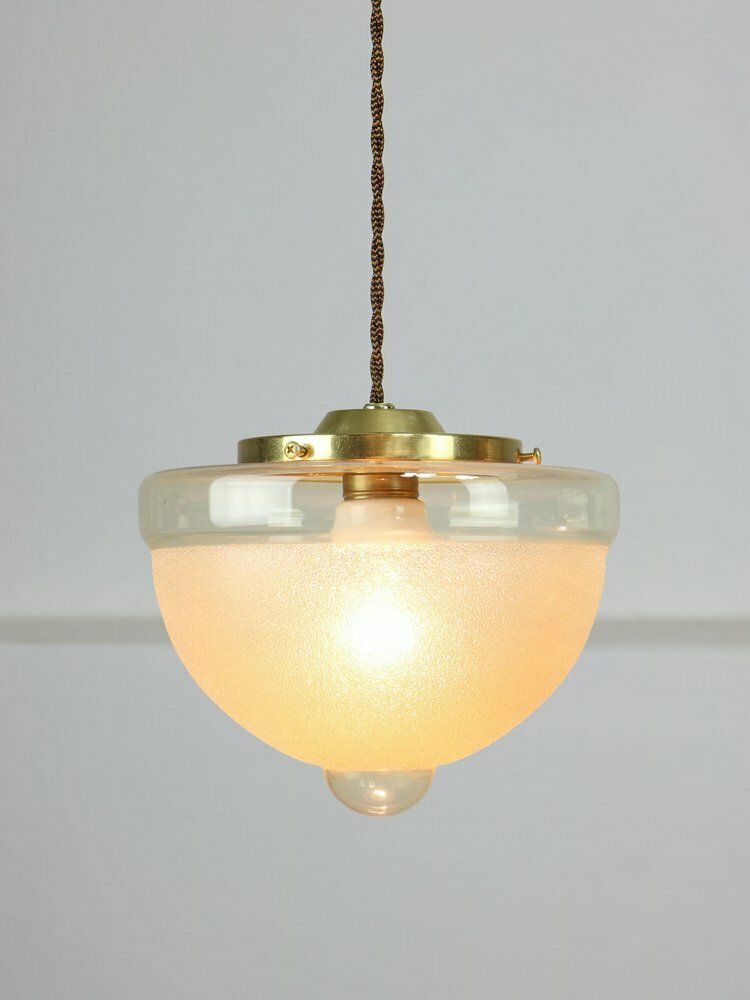 Mid Century Italian Brass And Glass Pendant Lamps, Set Of 2 photo for sale