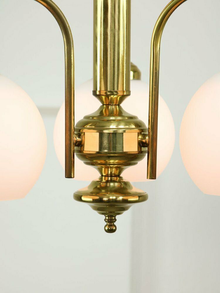 photo buy Mid Century Italian Brass And Opaline Chandelier