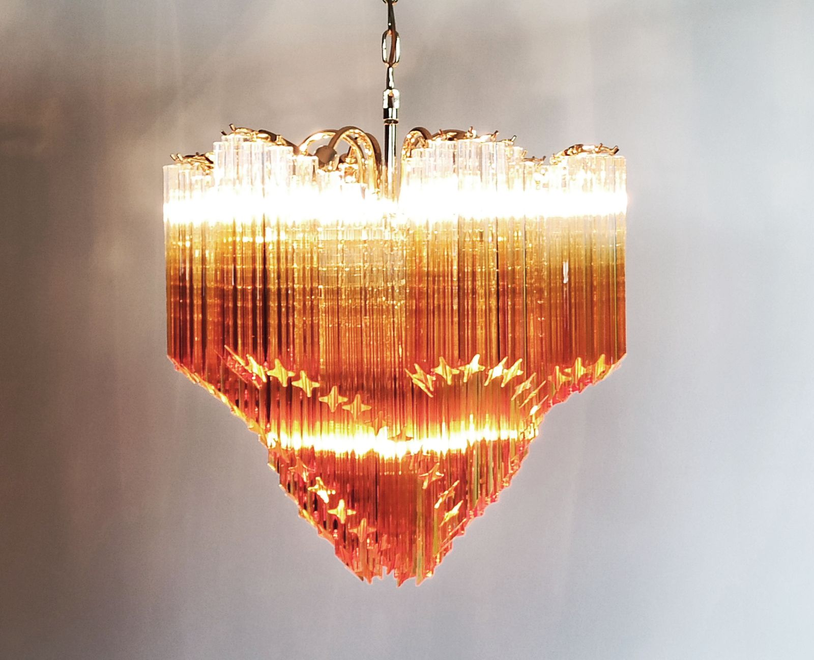 Modern Quadriedri Murano Glass Chandelier   114 Shaded Amber Prism Quadriedri photo for sale