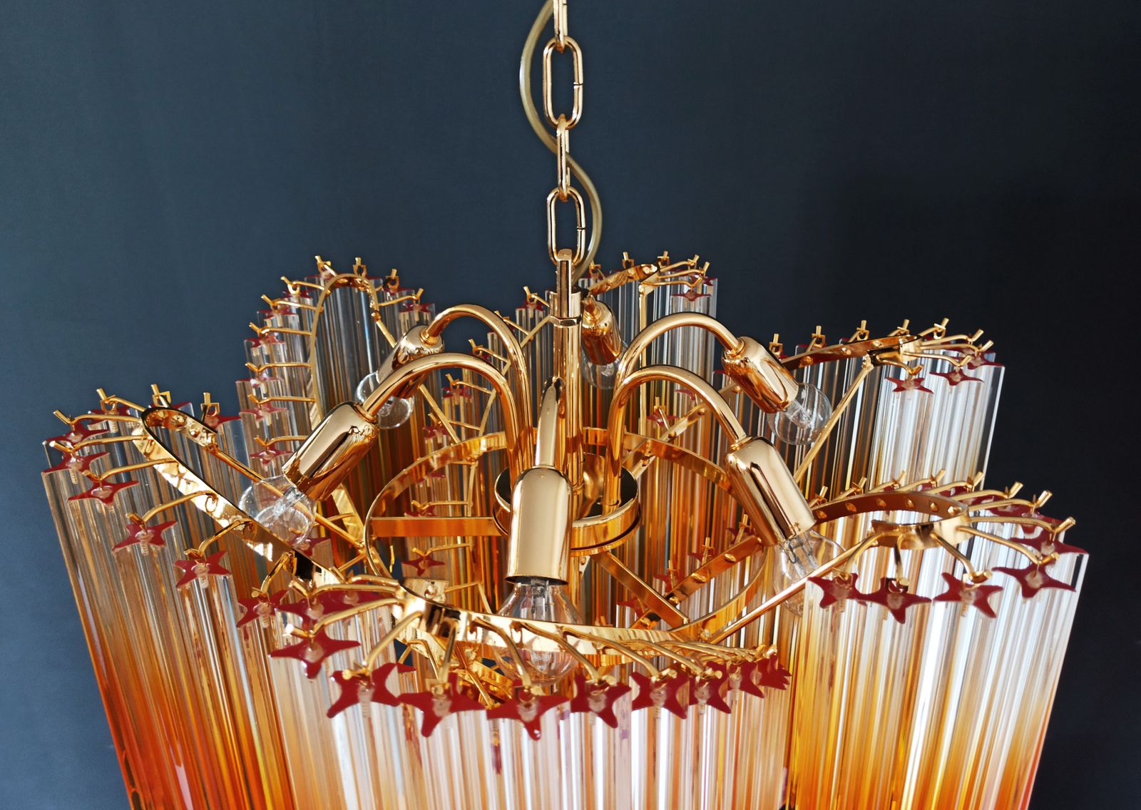 Lighting Modern Quadriedri Murano Glass Chandelier   114 Shaded Amber Prism Quadriedri photo