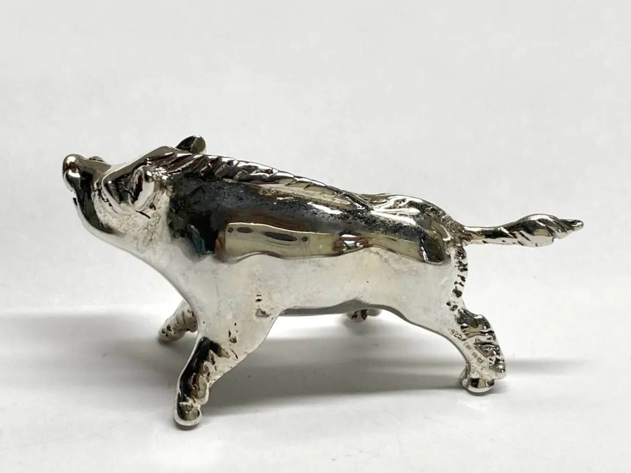 Collection Of Six Miniature Silver Pigs & Wild Boar photo vinterior