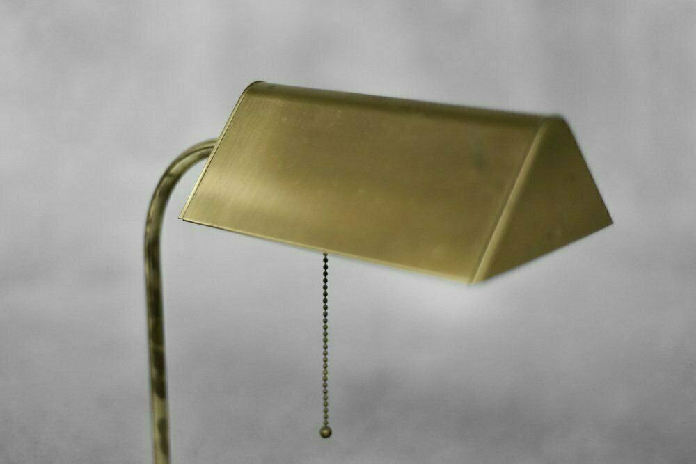 photo for sale Mid Century German Modern Gold Brass Desk Lamp With Chain From Karstadt Ag, 1970s