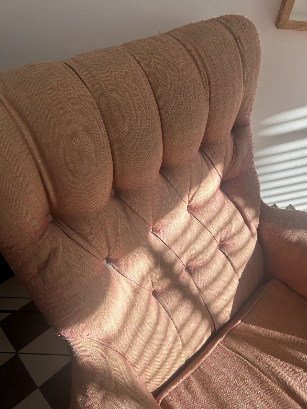 Swivel Wing Chair With A Textured Fabric In Burnt Amber Colour photo vinterior
