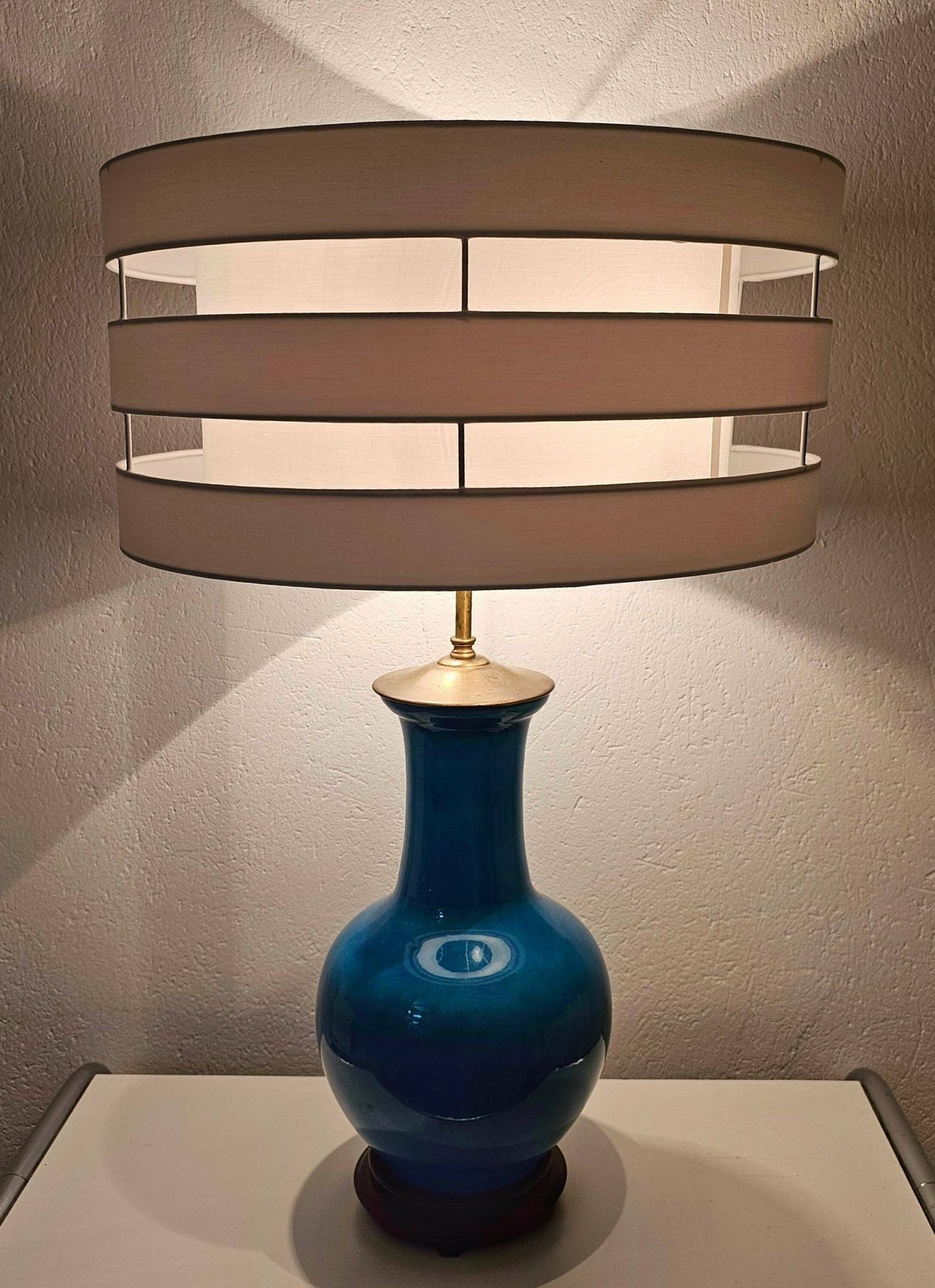 Rare Mid Century Modern Large Ceramic Table Lamp By Warren Kessler New York Done In Ceramics And Mahogany // Made In USA In 1950s photo furniture