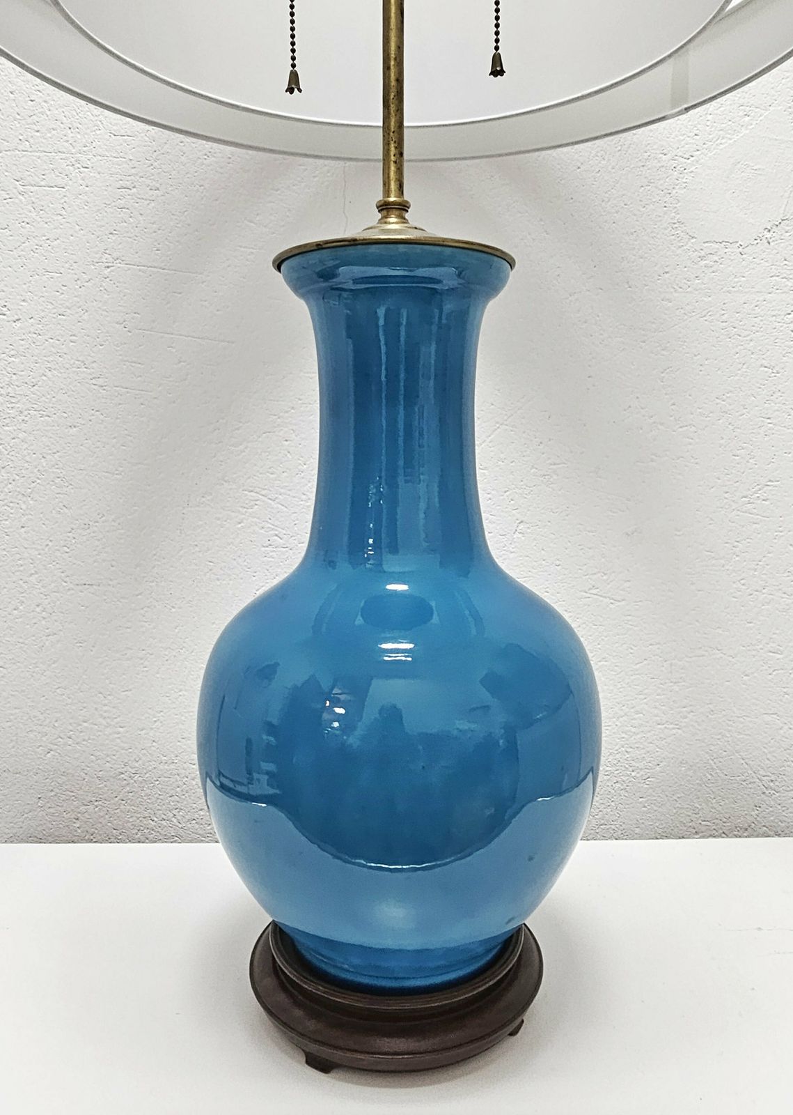 Rare Mid Century Modern Large Ceramic Table Lamp By Warren Kessler New York Done In Ceramics And Mahogany // Made In USA In 1950s photo 1400.0
