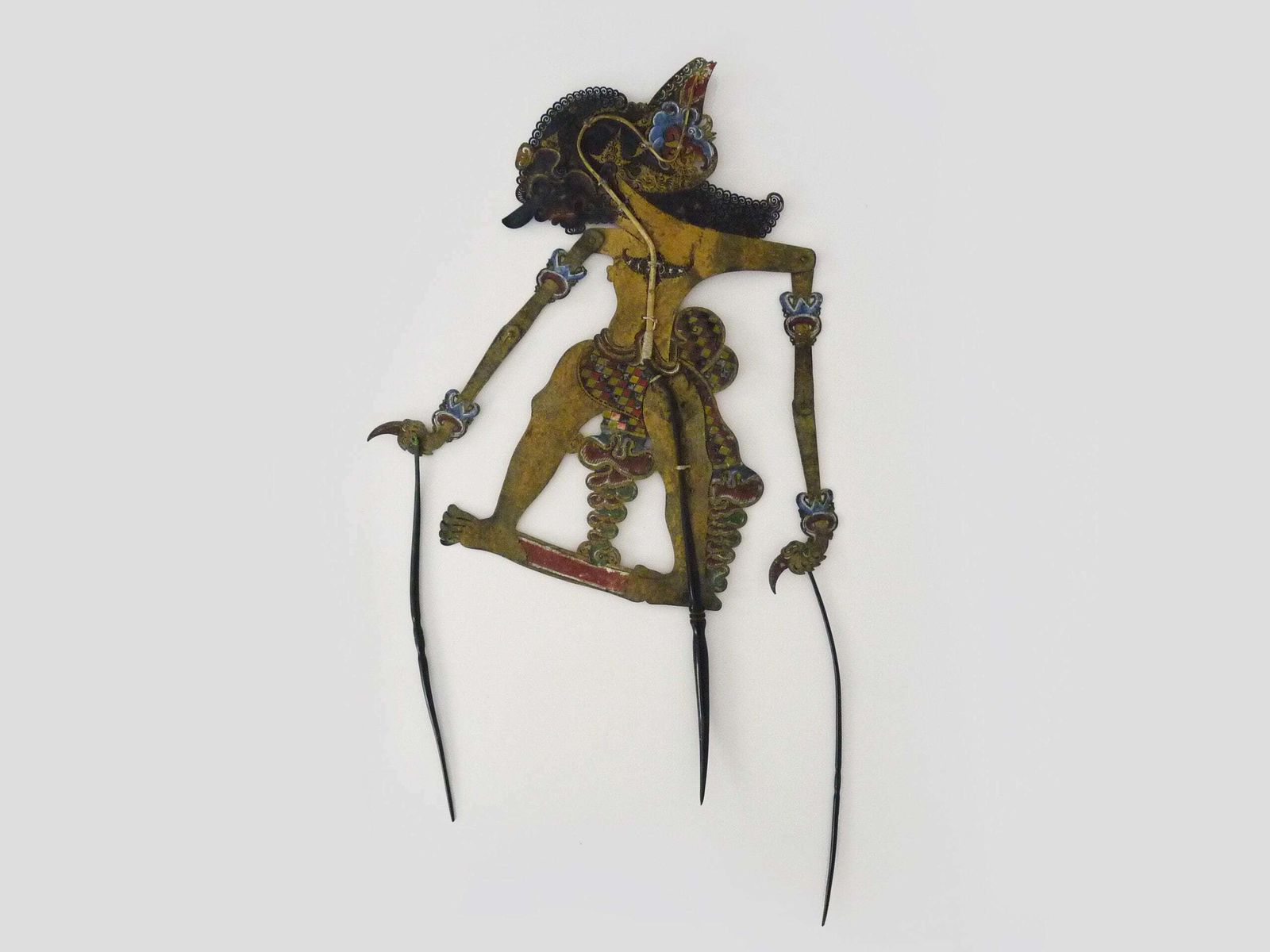 Bali Shadow Theater, Cut Leather Puppet And Buffalo Horn, Bali Indonesia photo for sale