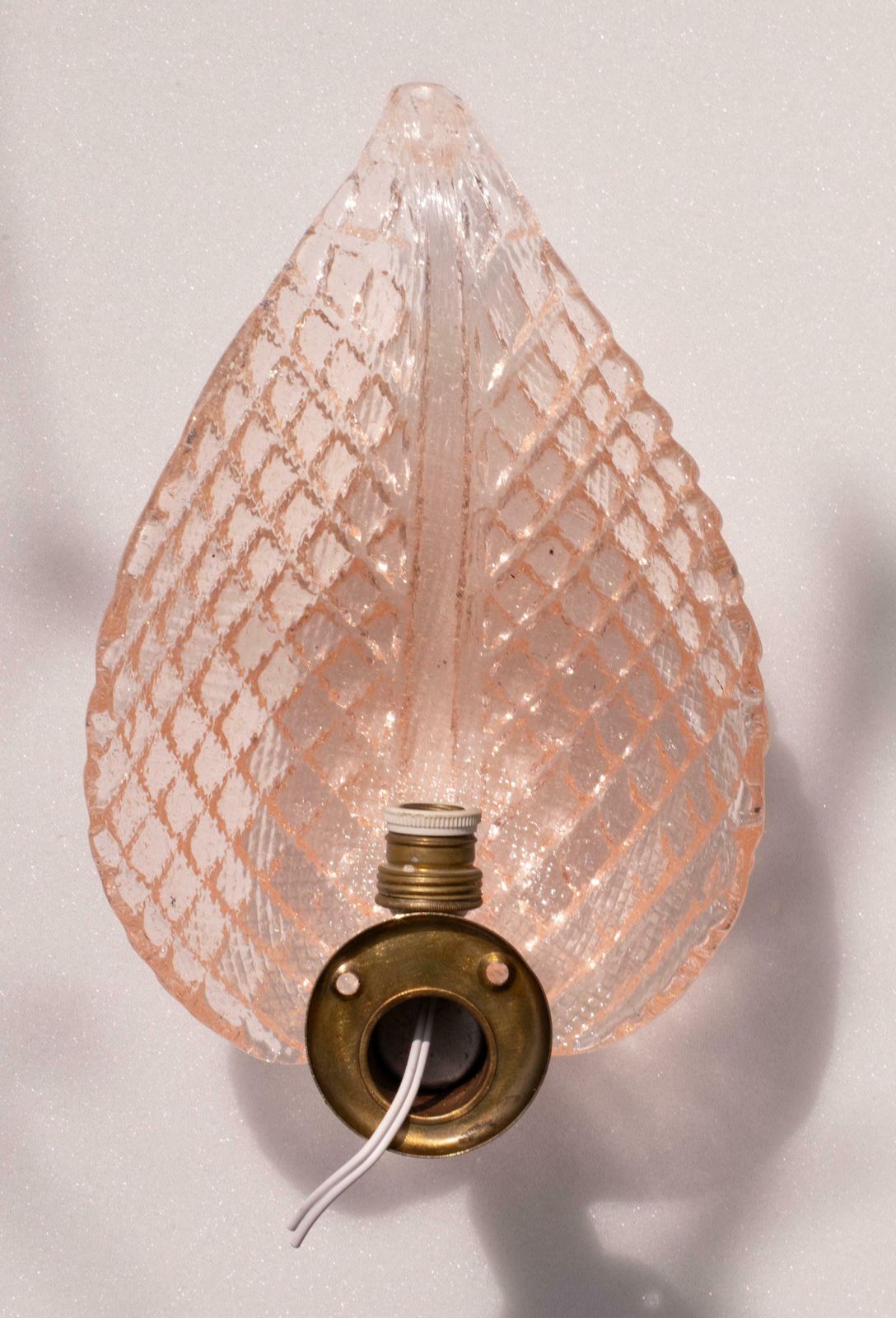 Wall Light Pink Jewel Murano Glass Leave By Barovier E Toso, 1950s photo for sale