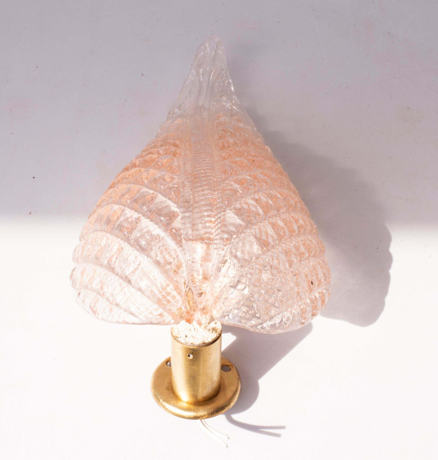 Wall Light Pink Jewel Murano Glass Leave By Barovier E Toso, 1950s photo buy