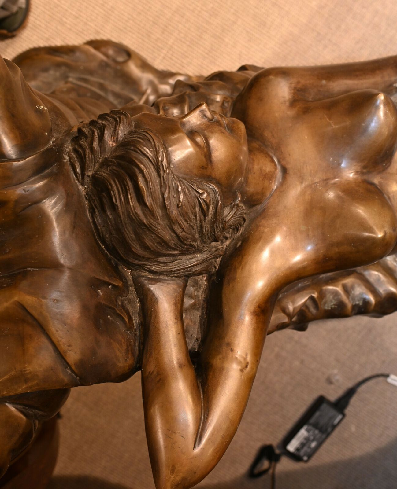 photo for sale Italian Bronze Sleeping Beauty Statue After Canova Nude Female