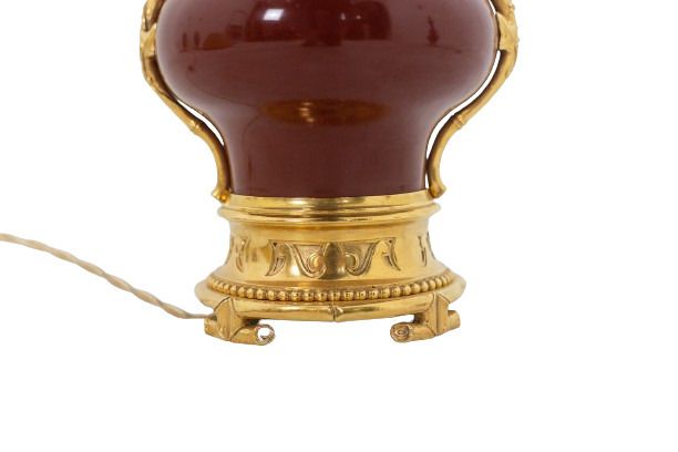 Pair Of Lamps In Red Sang De Bœuf Porcelain, Circa 1880 photo 4000.0
