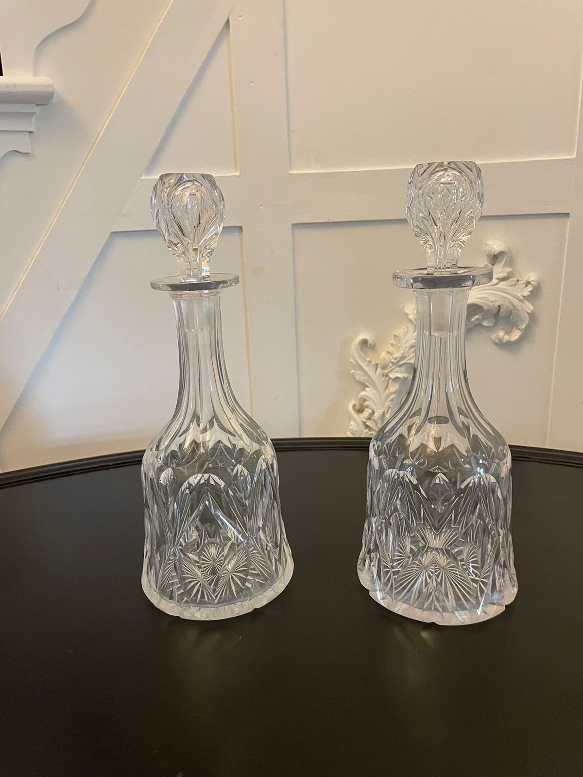 Quality Pair Of Antique 19th Century Cut Glass Decanters photo 795.0