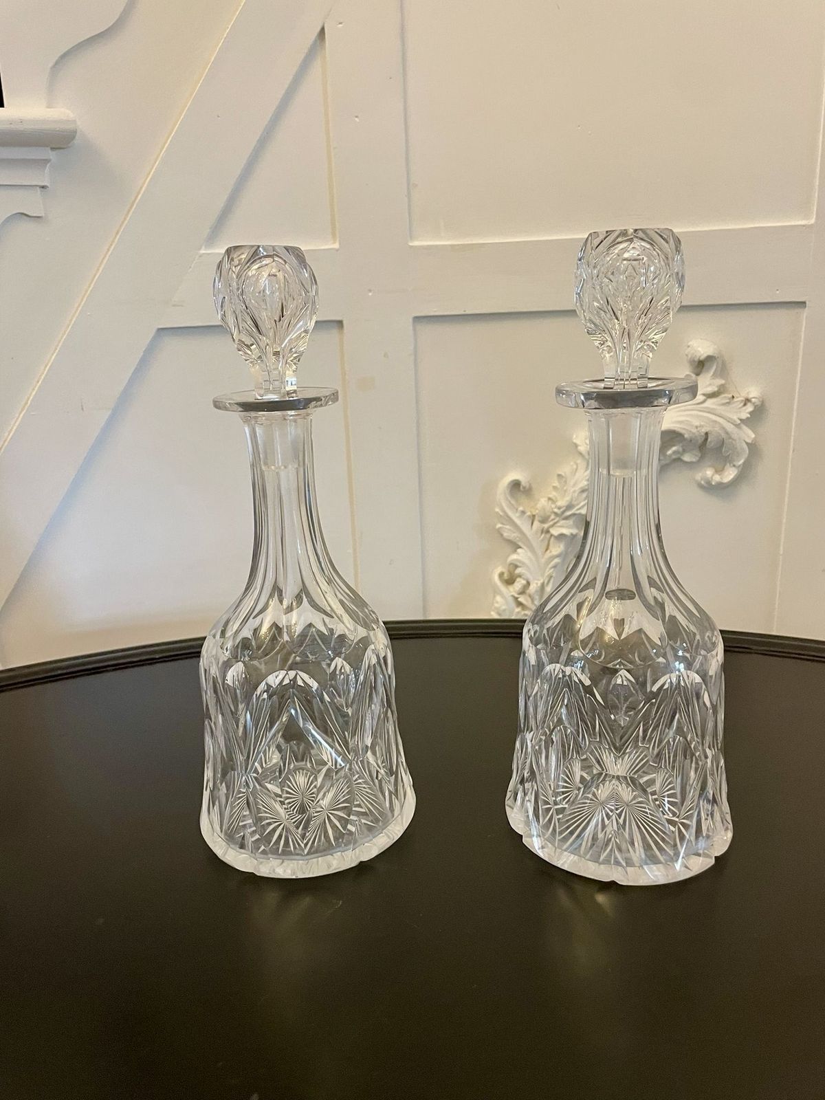 Quality Pair Of Antique 19th Century Cut Glass Decanters photo vinterior