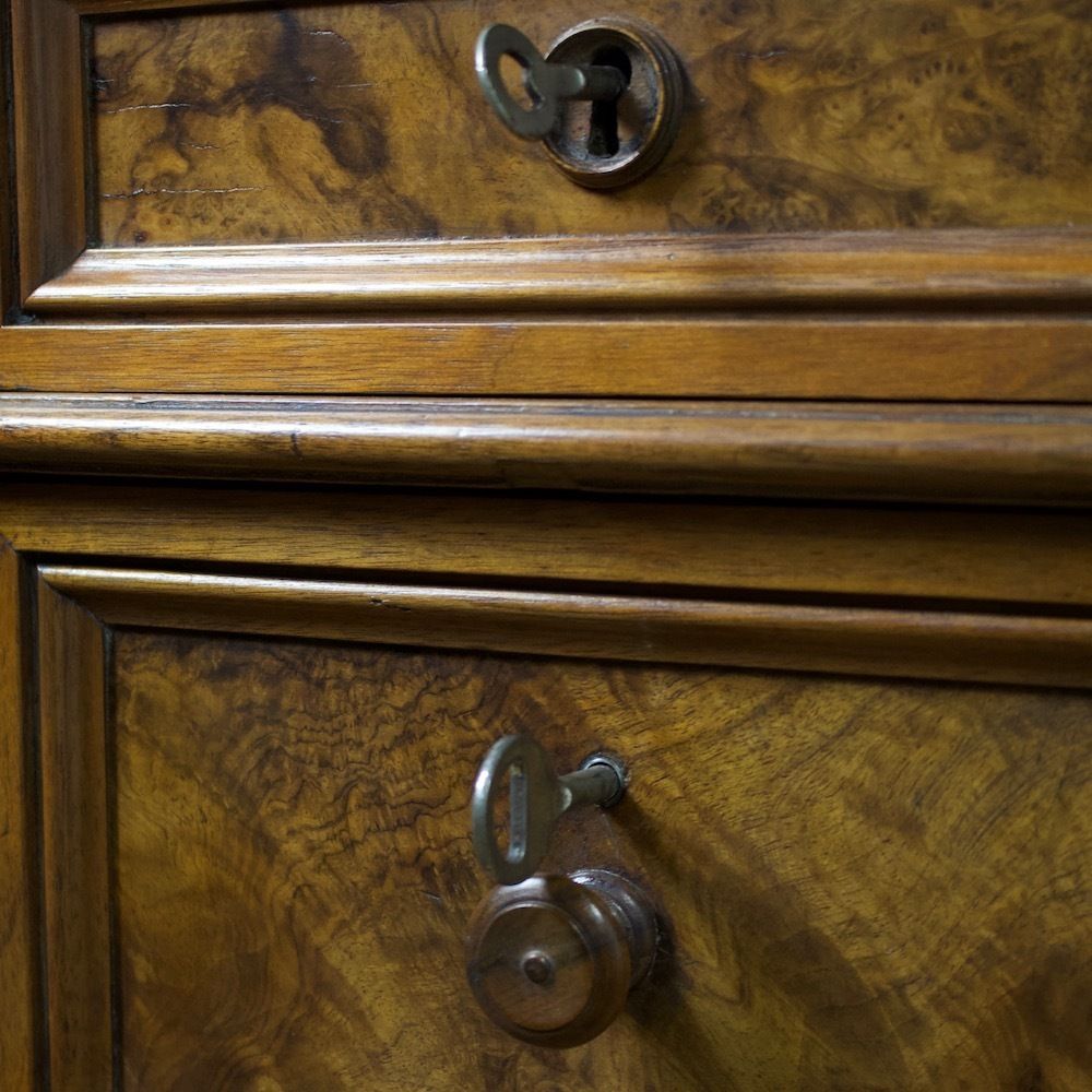 Furniture Pair Of Continental Walnut Bedside Chests photo