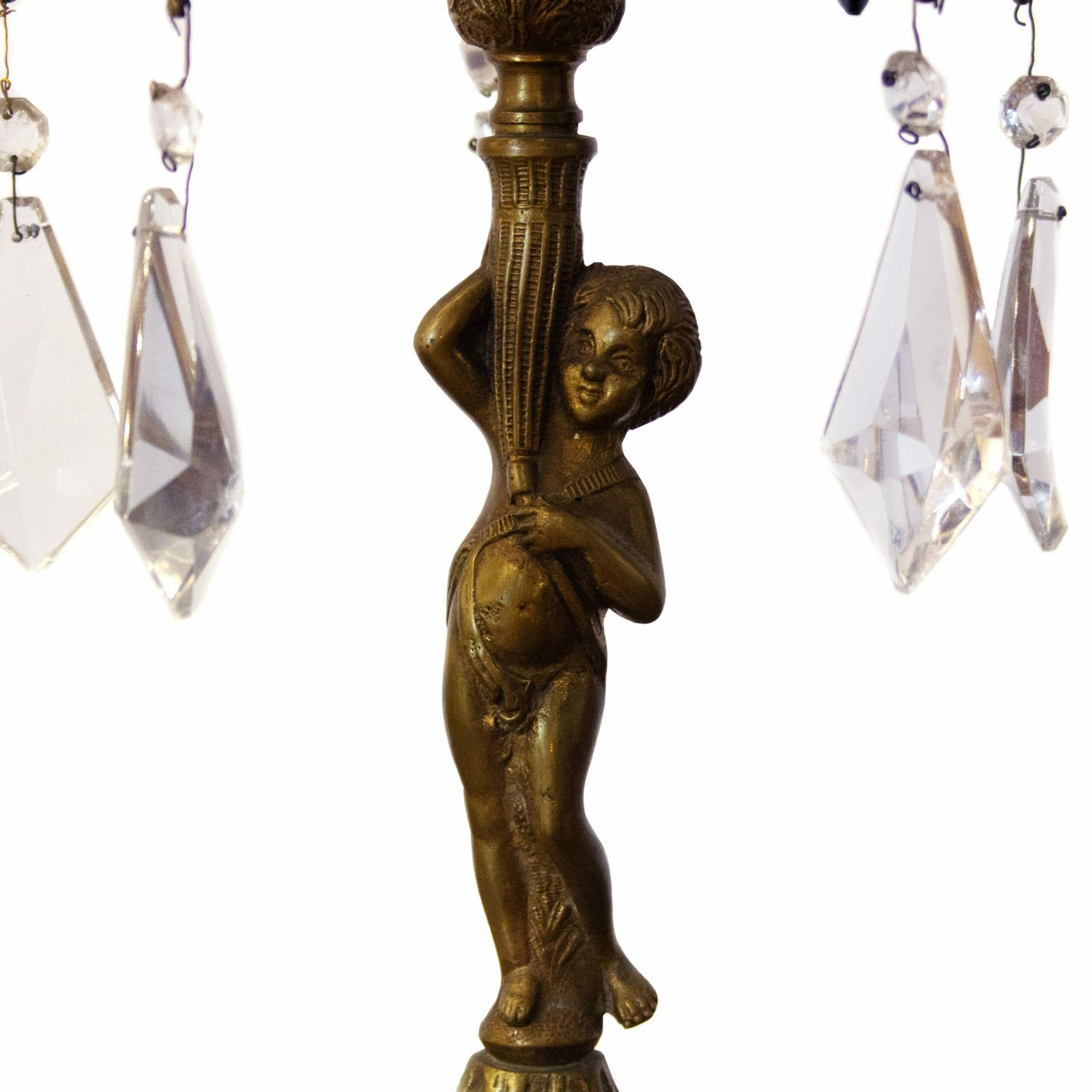 Vintage Bronze Candelabra Lamp With Purple Crystals, 1930s photo buy