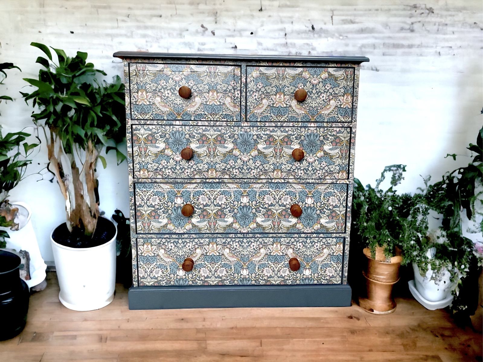 photo for sale Upcycled Pine Chest Of Drawers, William Morris Print , Living Room, Dining Room, Hall , Kitchen Storage.
