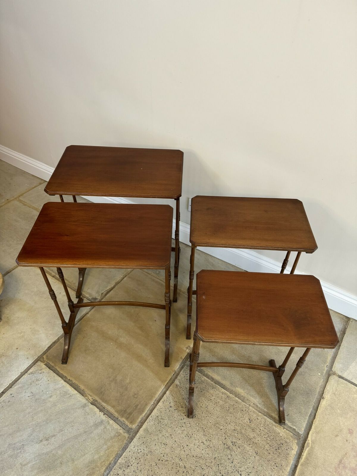 Edwardian Mahogany Nest Of Four Tables photo vintage