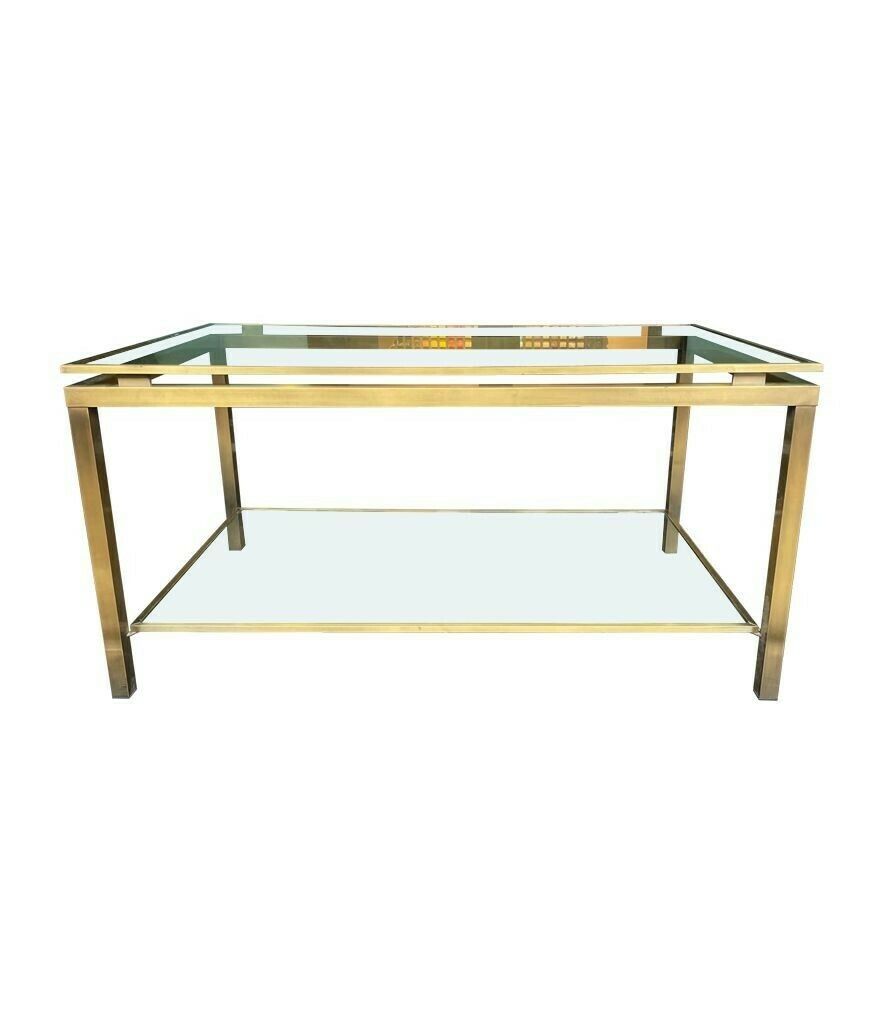 A French 1970s Gilt Metal Two Tiered Coffee Table In The Style Of Guy Lefevre photo buy