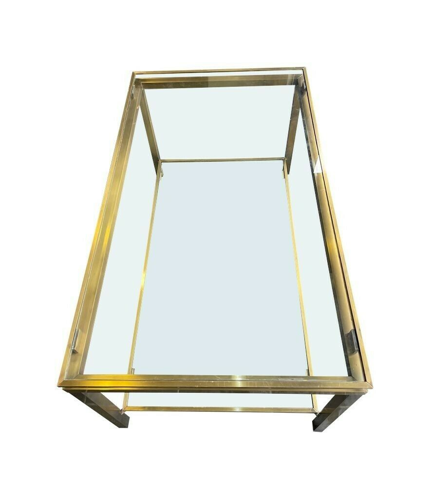 A French 1970s Gilt Metal Two Tiered Coffee Table In The Style Of Guy Lefevre photo vintage