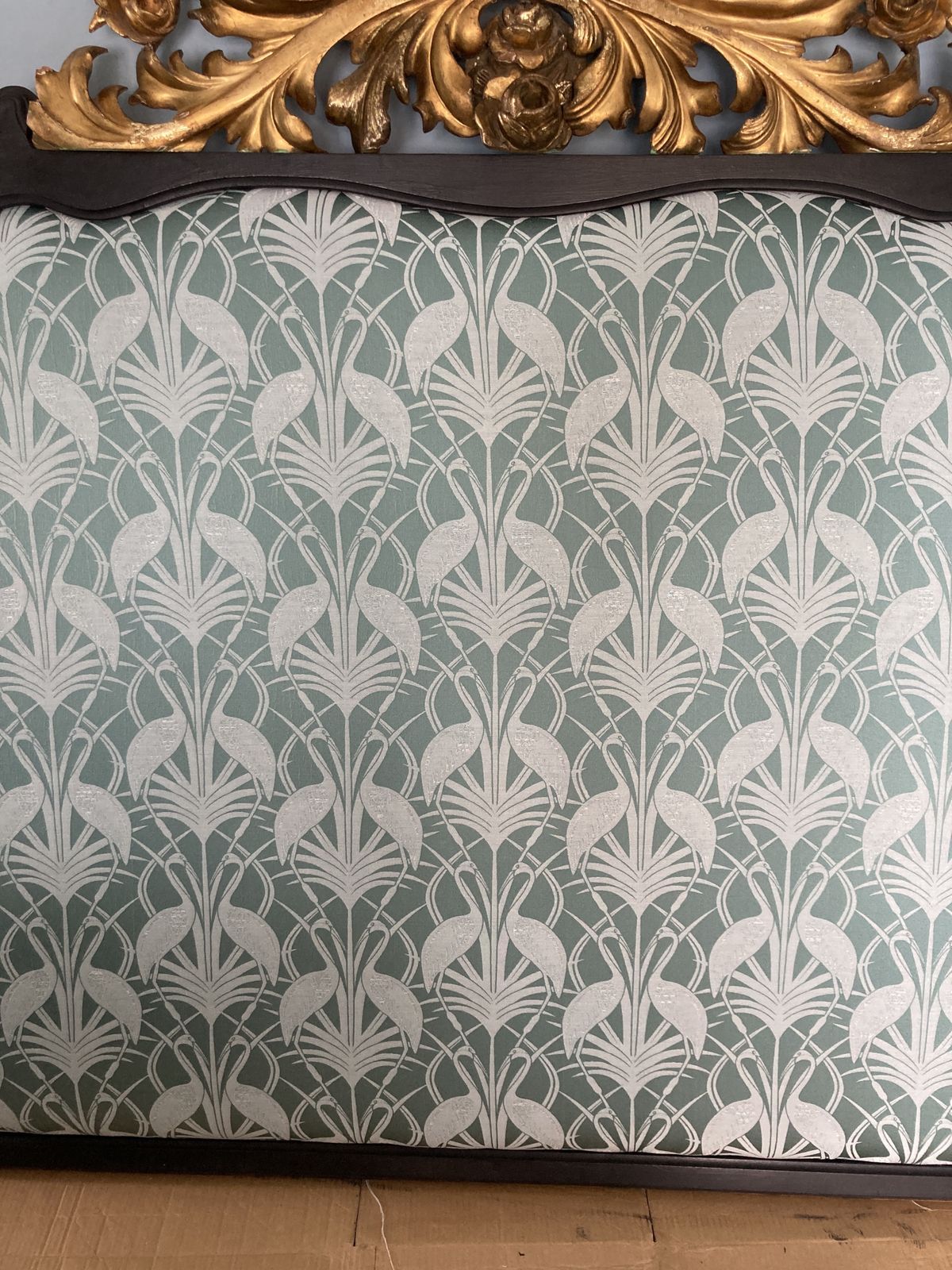 Beautiful Re  Upholstered Giltwood Italian 5ft Headboard photo Furniture