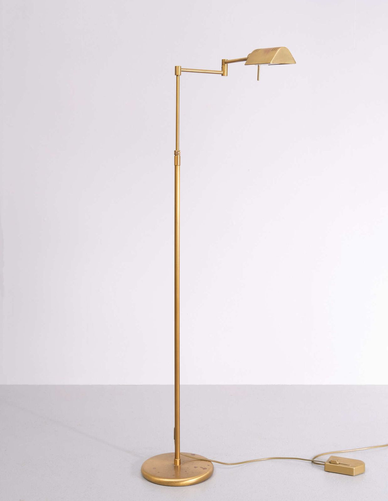 Halogen Brass Swing Arm Floor Lamp 1980s Germany
