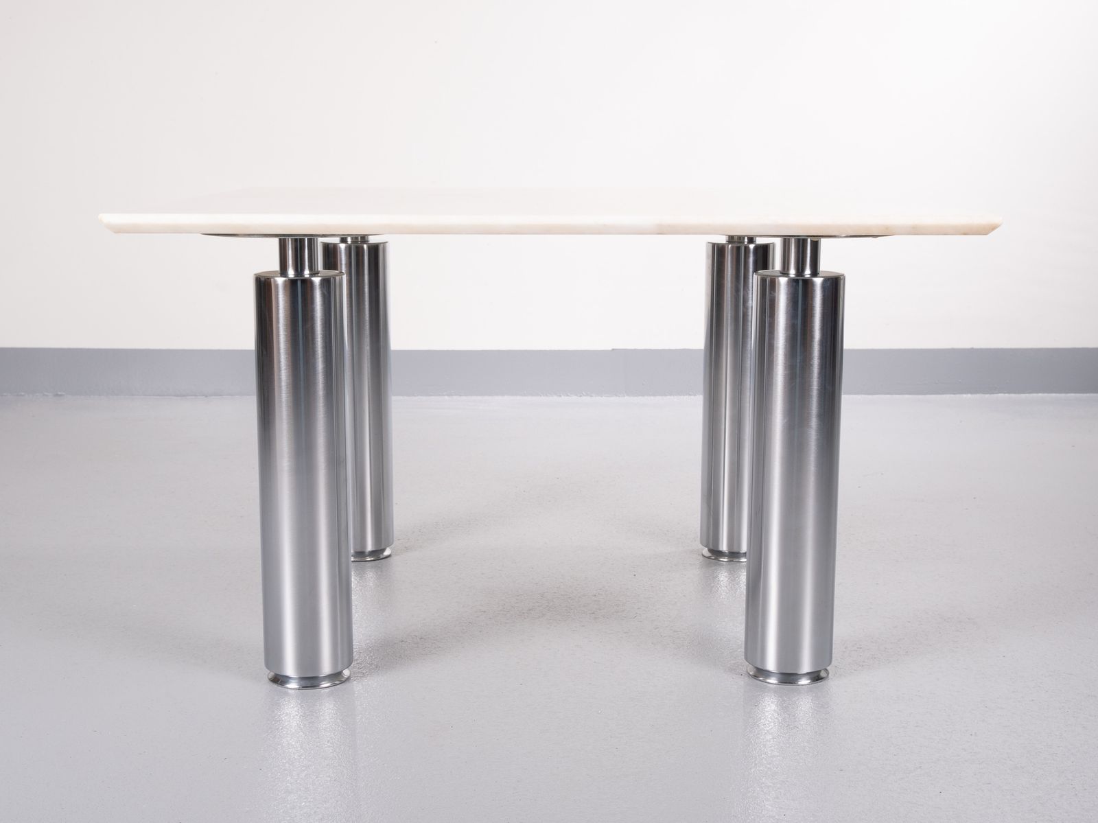 Wolfgang C.R. Mezger Marble On Steel Coffee Table 1980s photo furniture