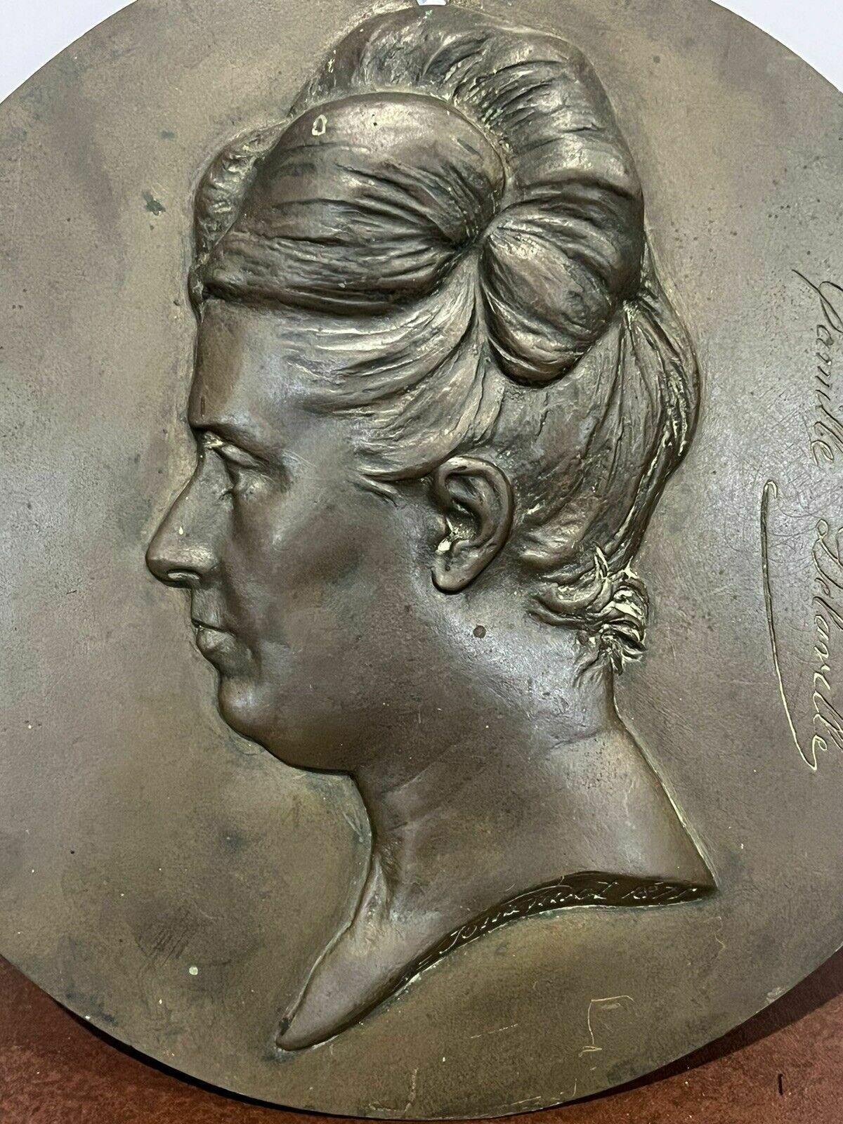 Bronze Plaque By A Jouandot 1831 1884 Of Camille Delaville   Feminist 1838 1888. photo for sale