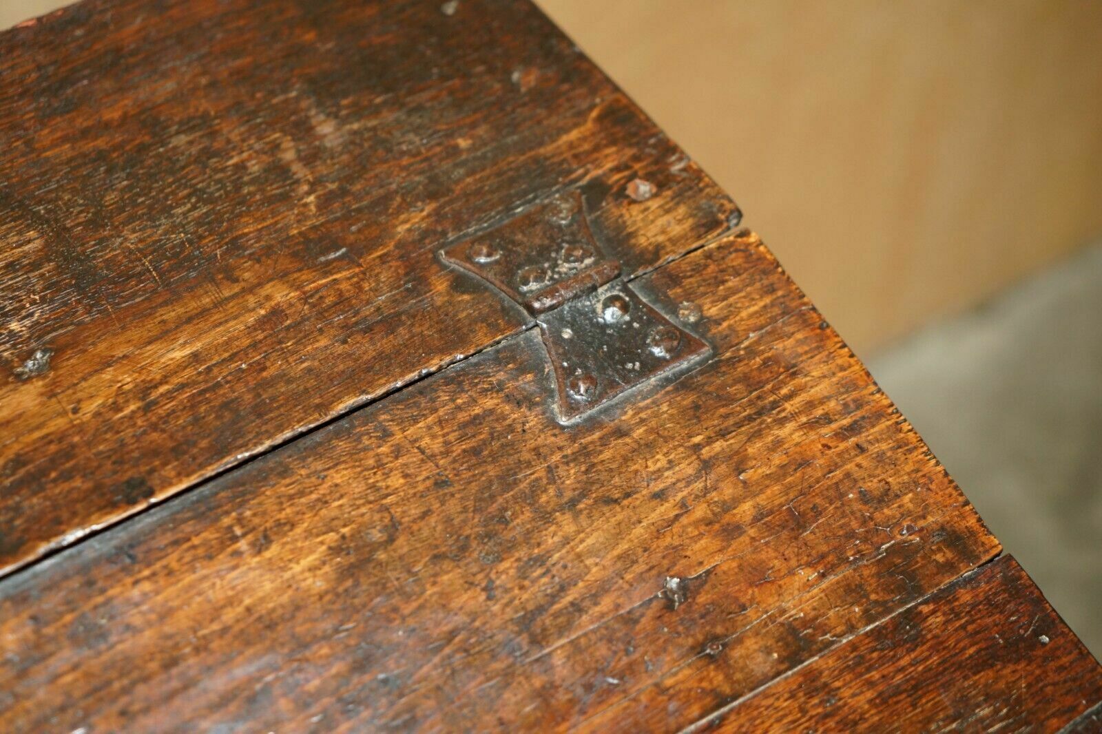 2750.0 Antique 1684 Dated Hand Carved 17th Century Lift Top Writing Table Desk Bible photo