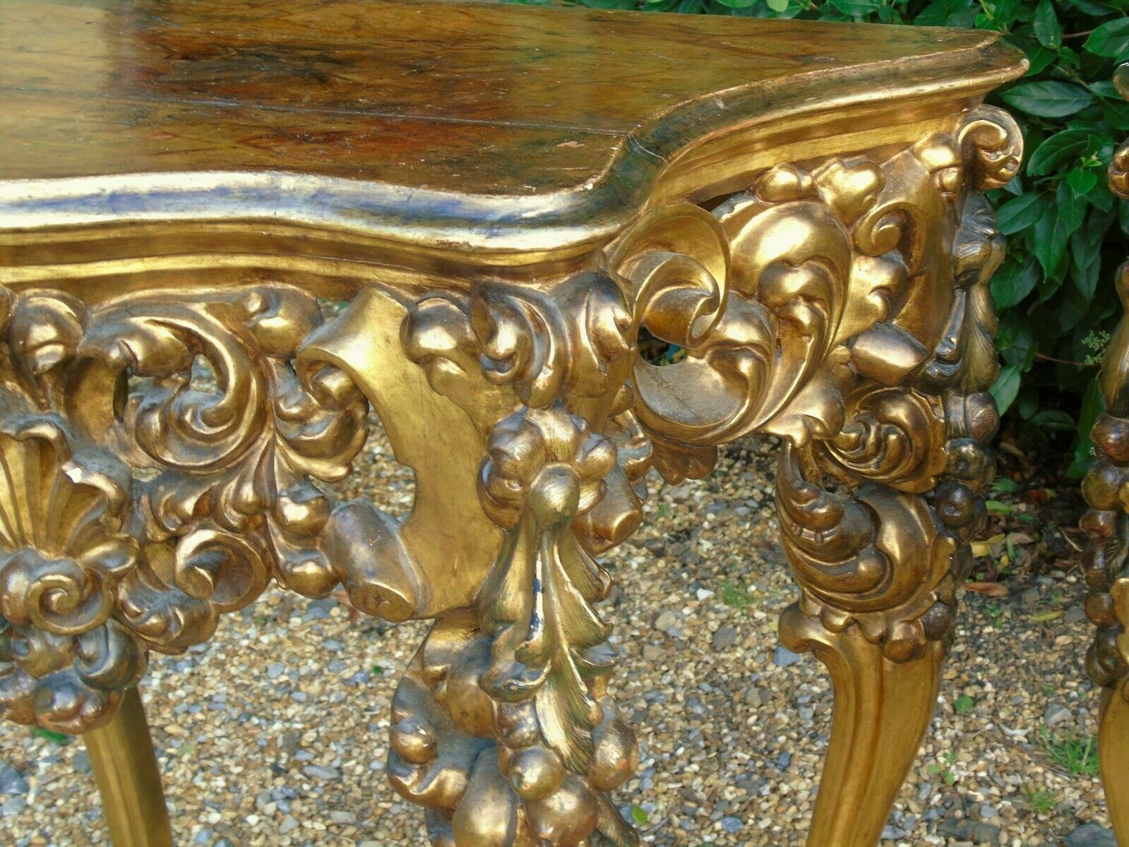Fabulous Pair Of Giltwood Console Tables 19th Century Rococo photo furniture