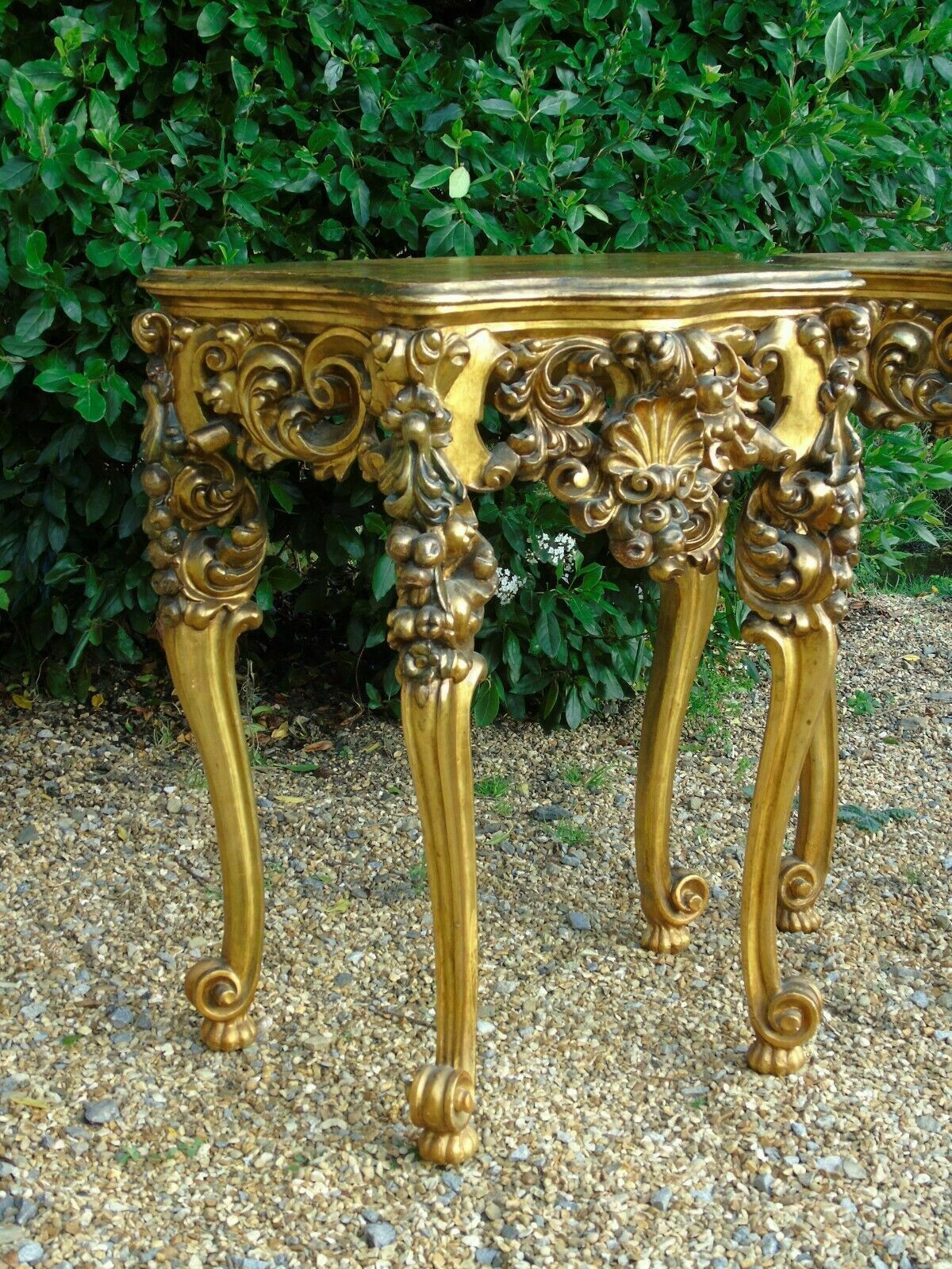 Fabulous Pair Of Giltwood Console Tables 19th Century Rococo photo vinterior