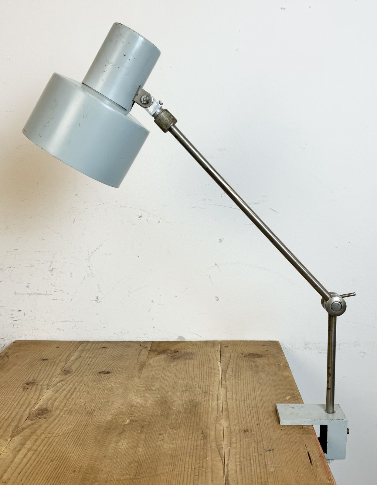 photo for sale Grey Industrial Factory Office Desk Lamp From Elektrosvit, 1970s