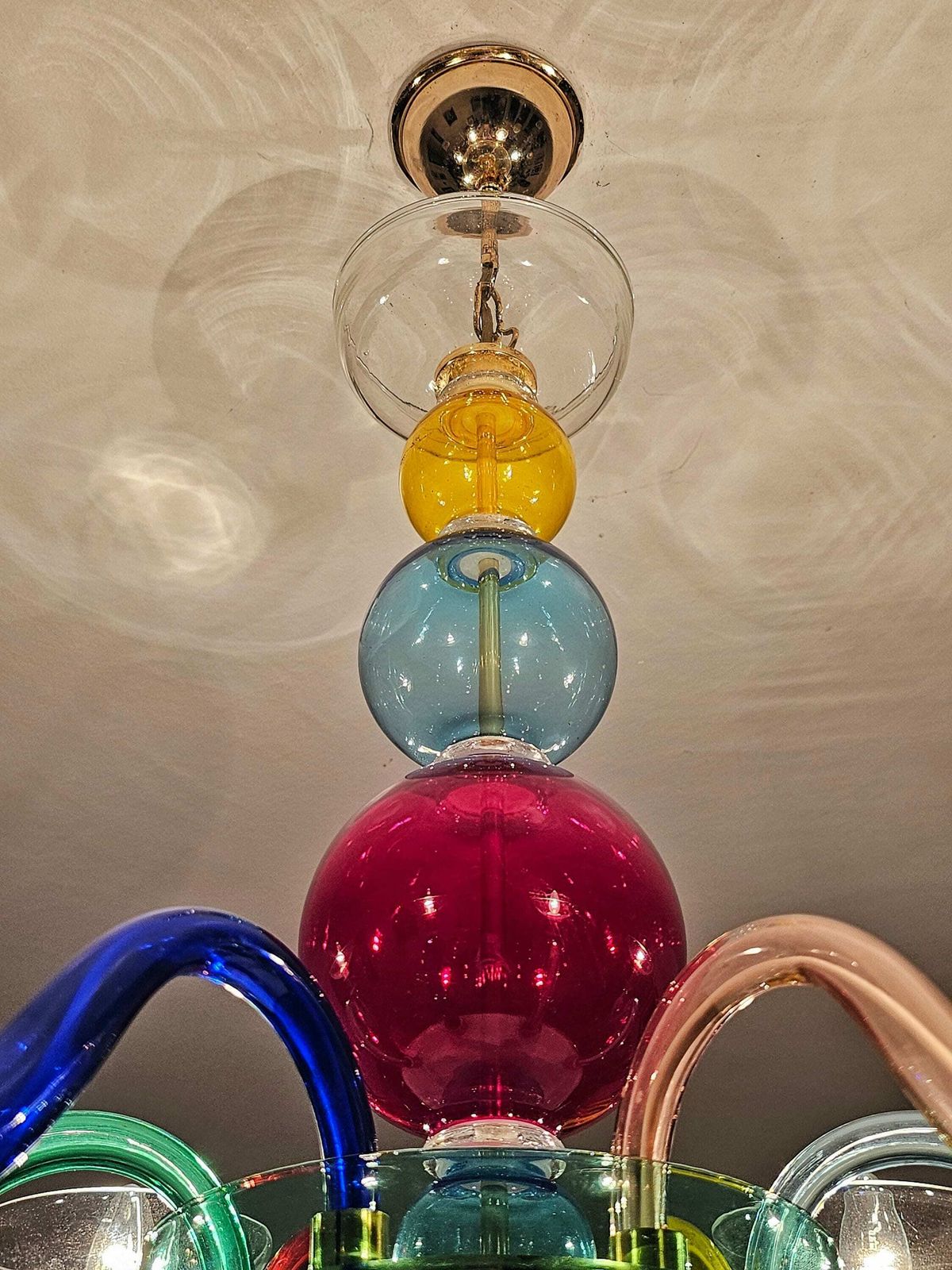 Multicolor Murano Glass Chandelier Attr. To Gio Ponti For Venini // Handmade Murano Glass Chandelier // Made In Italy In 1970s photo 6000.0