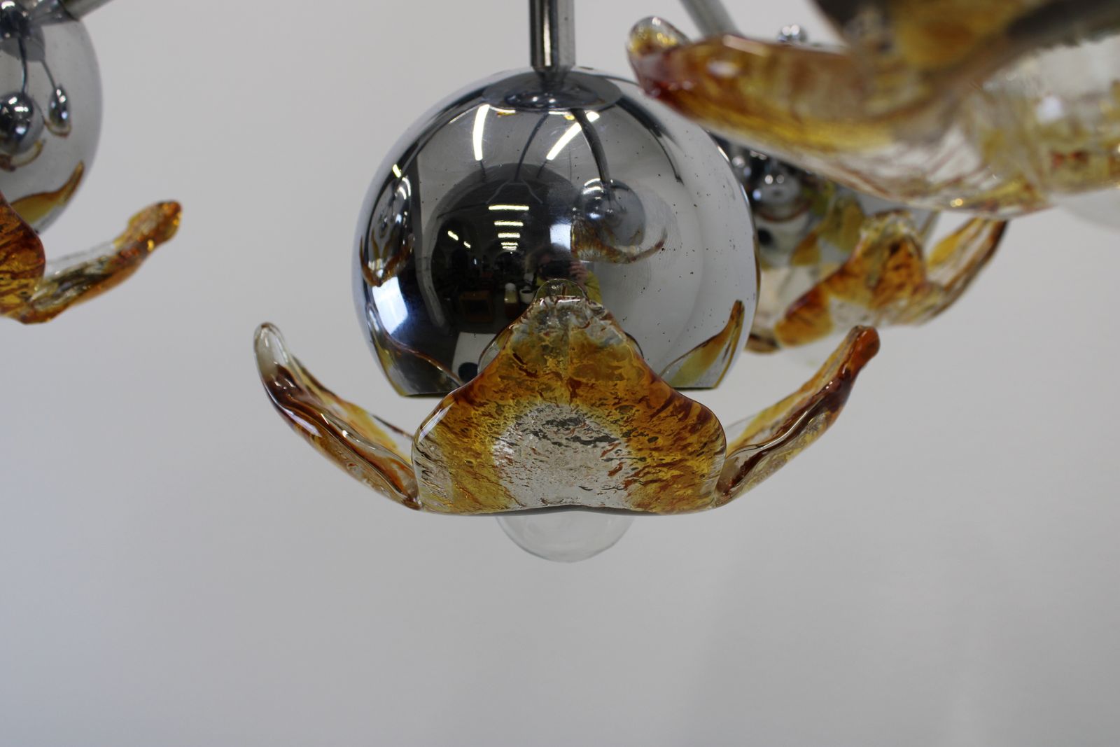 Murano Pendant Lamp By Mazzega/Italy 1970s Space Age/Chrome Sputnik Light photo vinterior