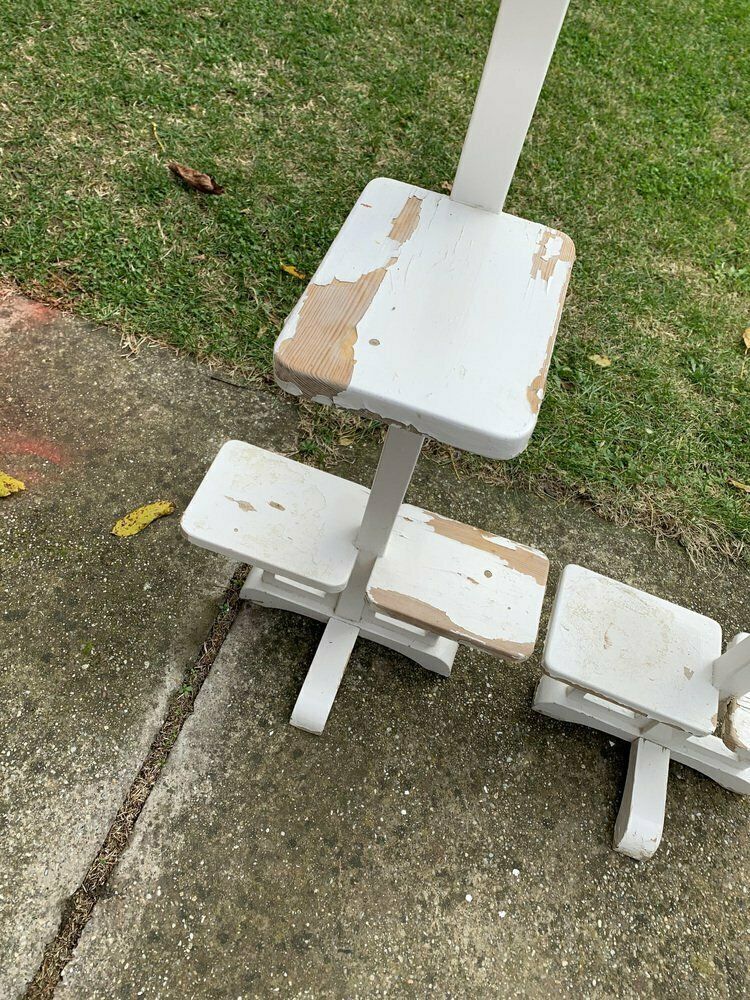 Art Deco White Painted Wooden Plant Stands, Set Of 2 photo furniture