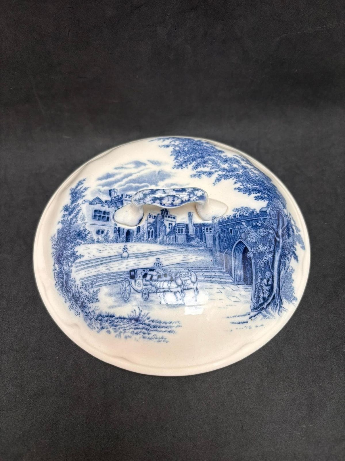 Haddon Hall Blue By Johnson Brothers Round Only Cover For Serving Plate Discontinued China Replacement White And Blue Transferware Vintage photo Home Decor