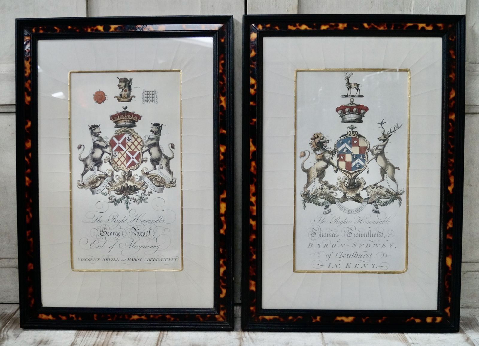 Antique Pair Of Framed Coat Of Arms