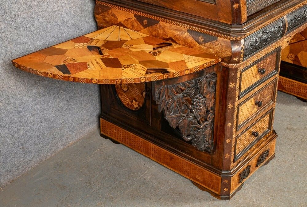 13750.0 Exhibition Quality Japanese Yosegi Cylinder Desk photo