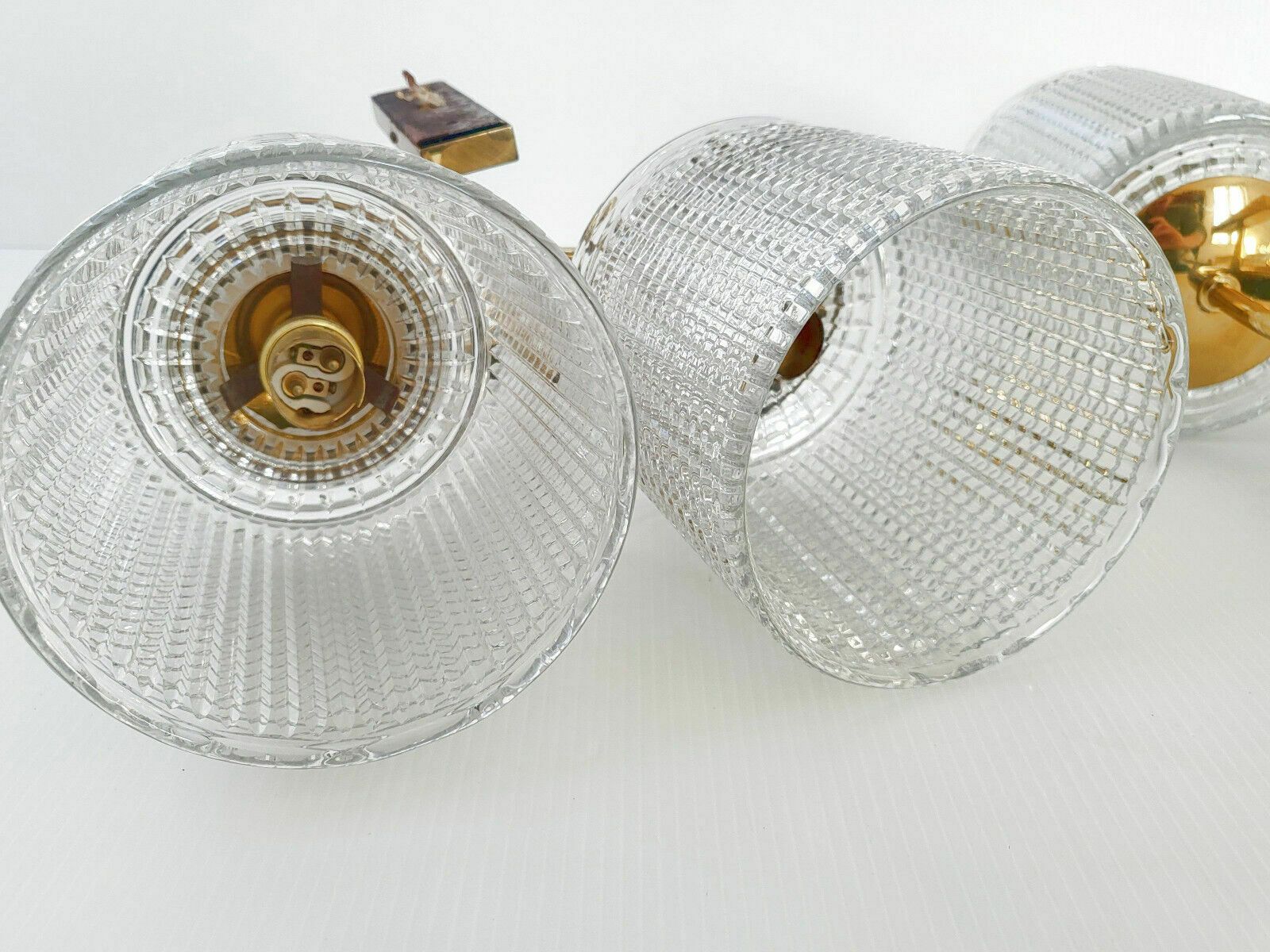 Pair Of Vintage 50s Wall Lights House Arlus Dlg Felix Agostini Brass Steel Glass photo for sale
