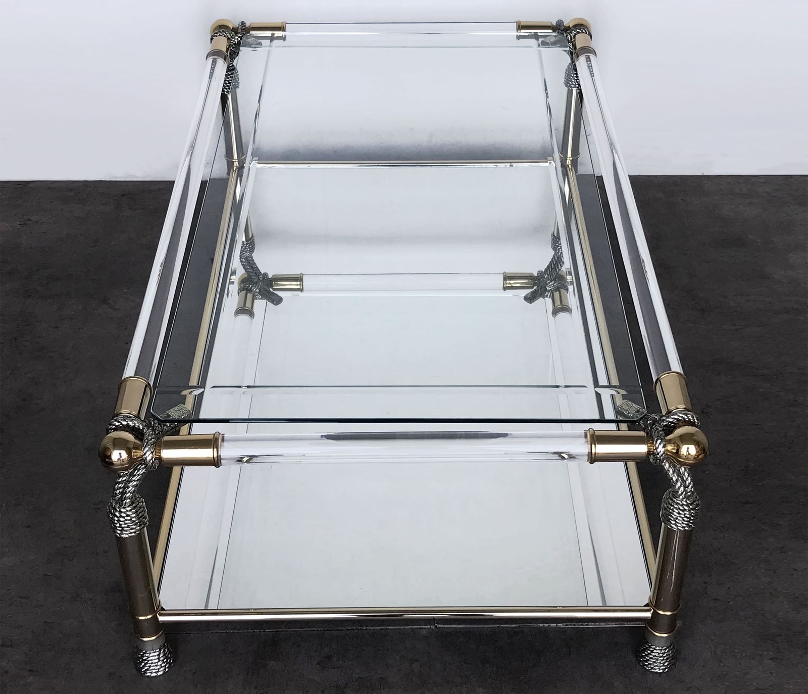 Rare 'Meubles Curvasa' Hollywood Regency Style Sculptural Lucite And Glass Large Rectangular Coffee Table photo buy