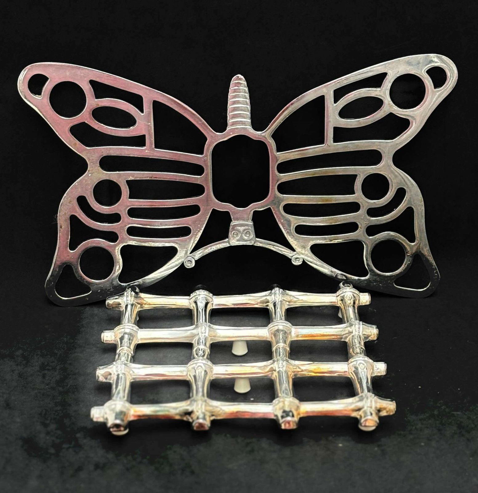 Trivet Metal Lot De 2 Trivets Vintage, 1 Bamboo Tramontina 1 Butterfly San Marco Adjustable Trivet