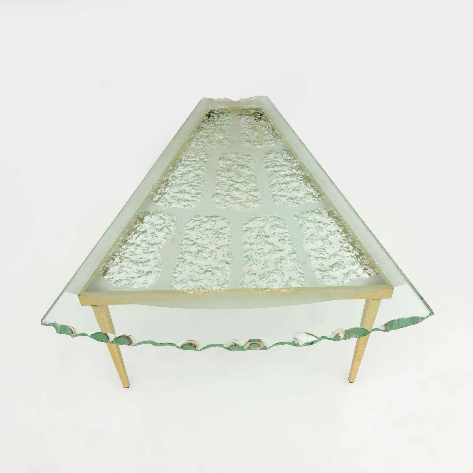 Fontana Arte Mid Century Modern Chiseled Glass Coffee Table By Max Ingrand, 50s photo for sale