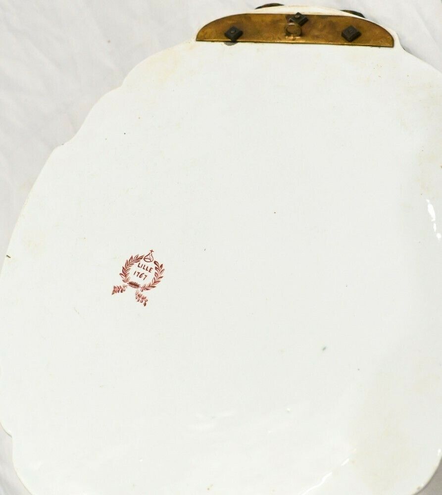 photo furniture Pair Lille Porcelain Candelabra Plates Girandole Painted