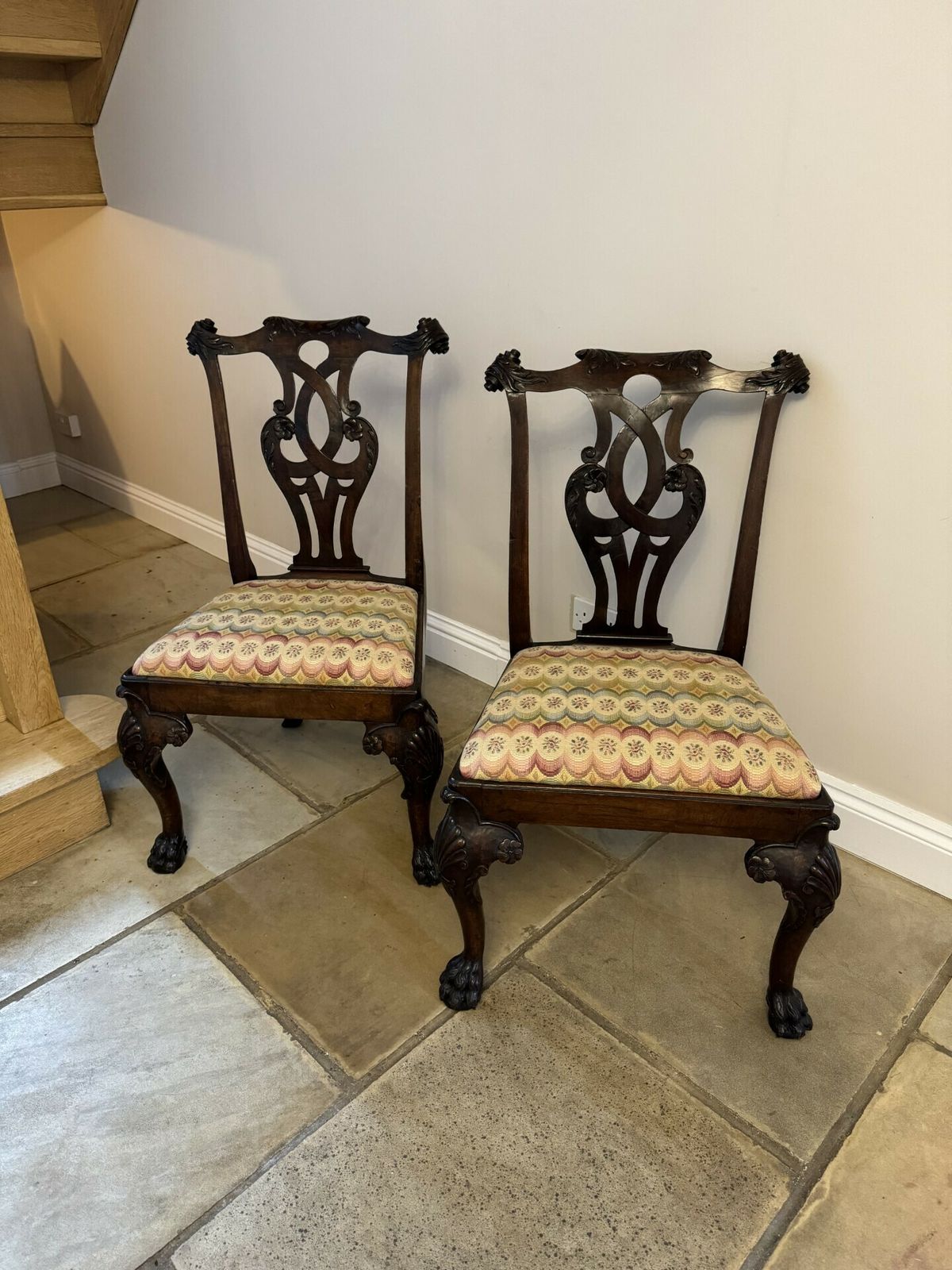 Outstanding Quality Set Of Eight Antique Mahogany Irish Chippendale Style Dining Chairs photo Furniture