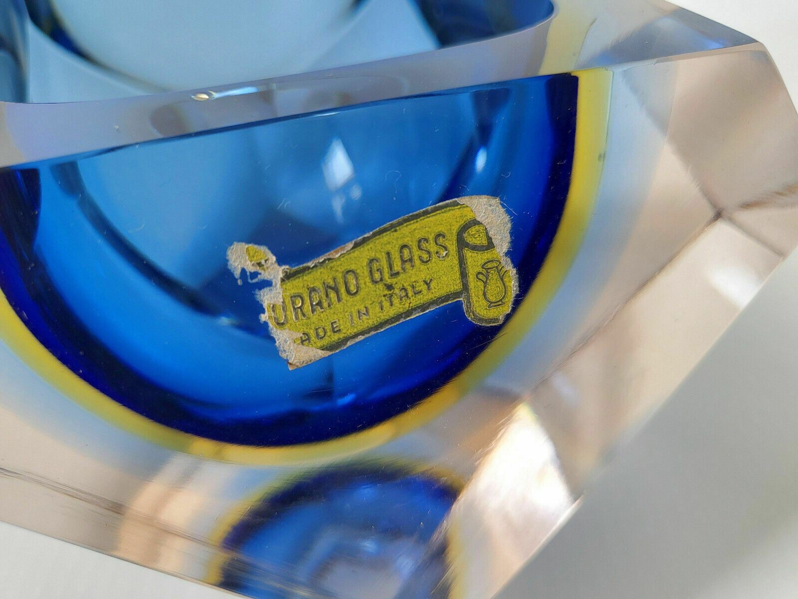 Vintage Italian Tray 1960 Sommerso Murano Blue Glass 60s 1960s Retro photo for sale