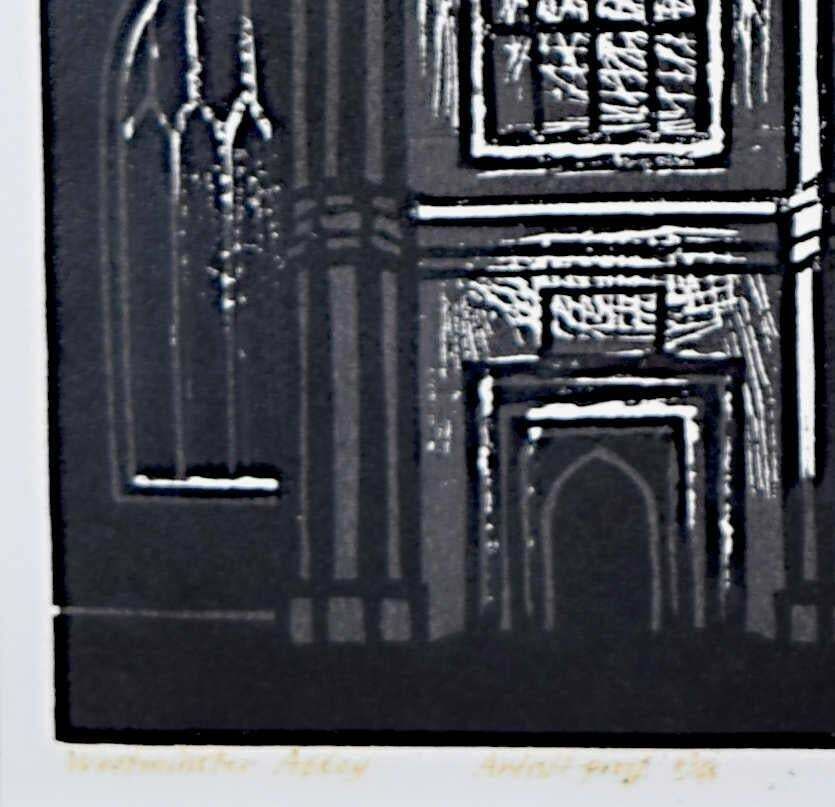 Westminster Abbey 20th Century Linocut Print By Edward Bawden 1966 photo furniture
