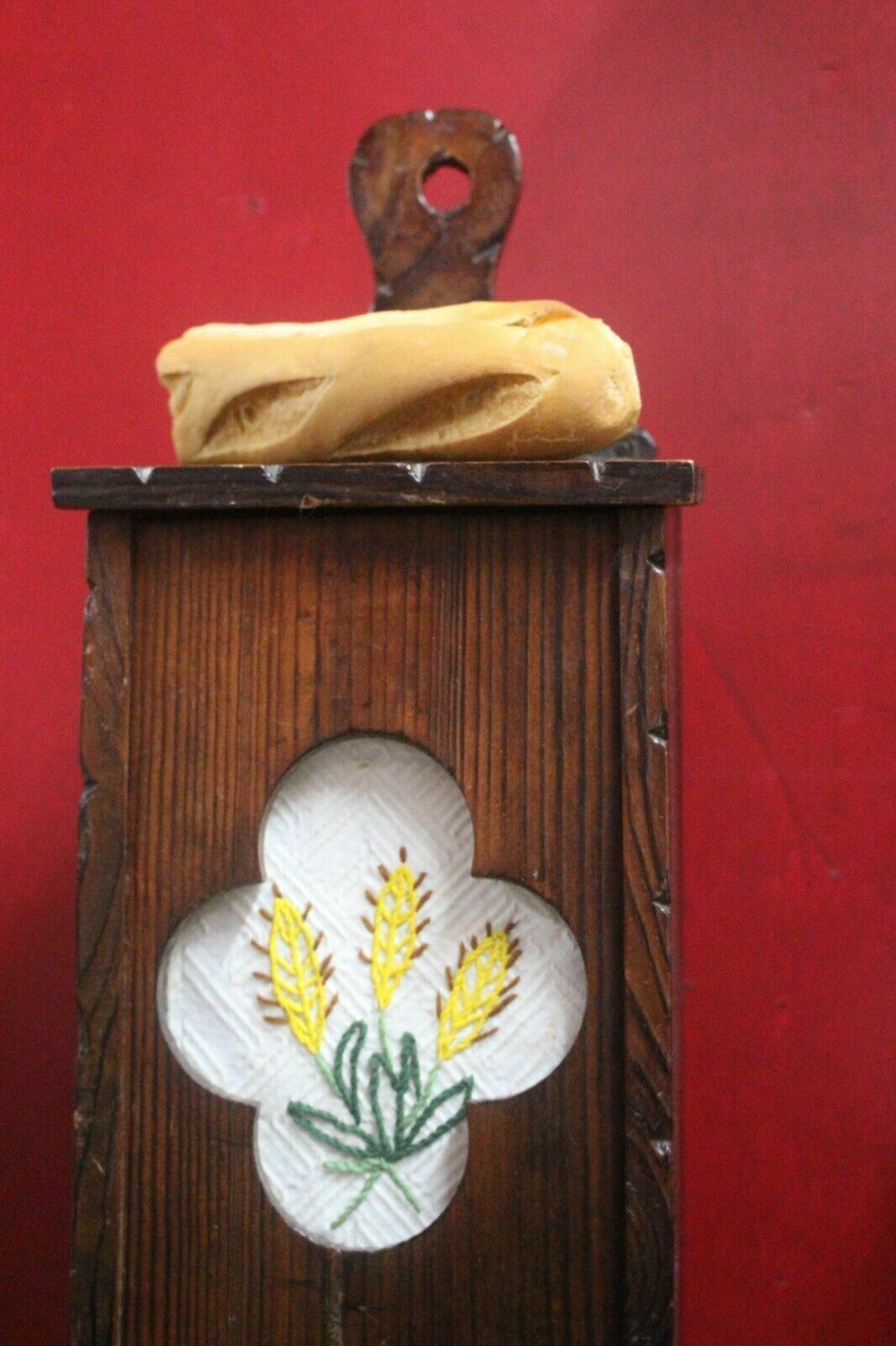 photo furniture Vintage French Provincial Wall Floor Standing Baguette Box, Huche A Pain