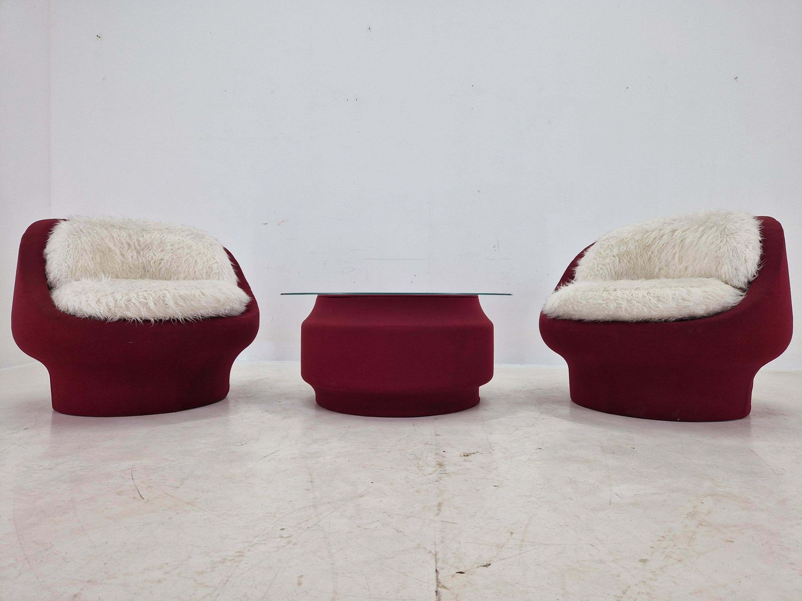 Set Of Two Lounge Or Club Chairs And Coffee Table, France, 1970s photo furniture
