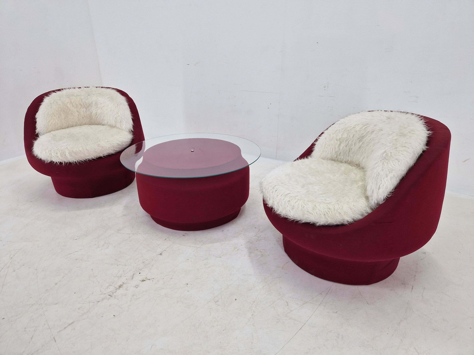 Set Of Two Lounge Or Club Chairs And Coffee Table, France, 1970s photo Furniture