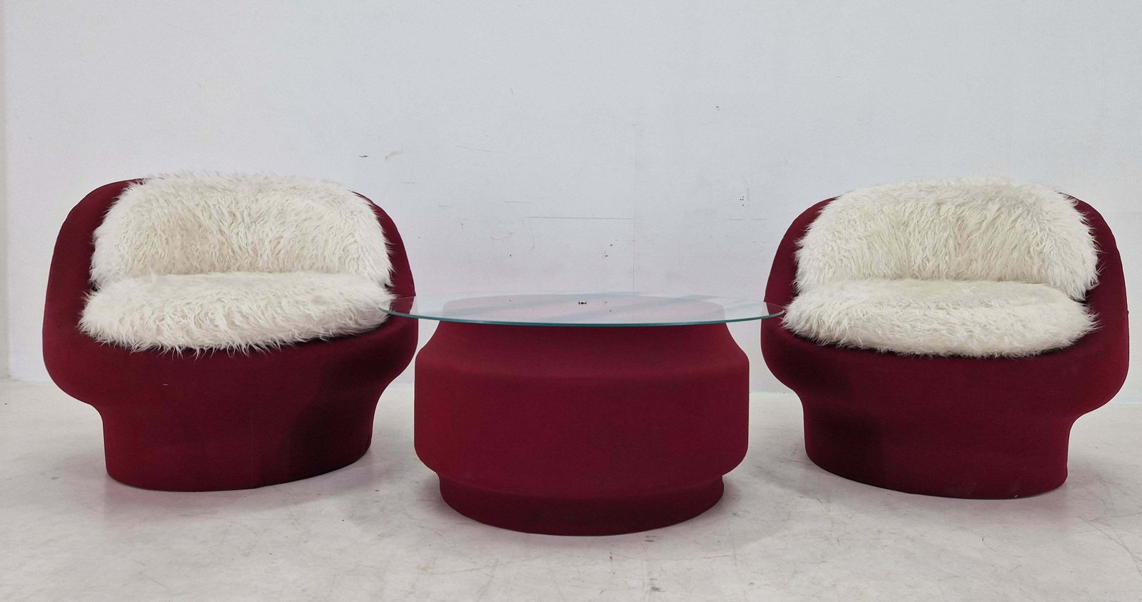 Furniture Set Of Two Lounge Or Club Chairs And Coffee Table, France, 1970s photo