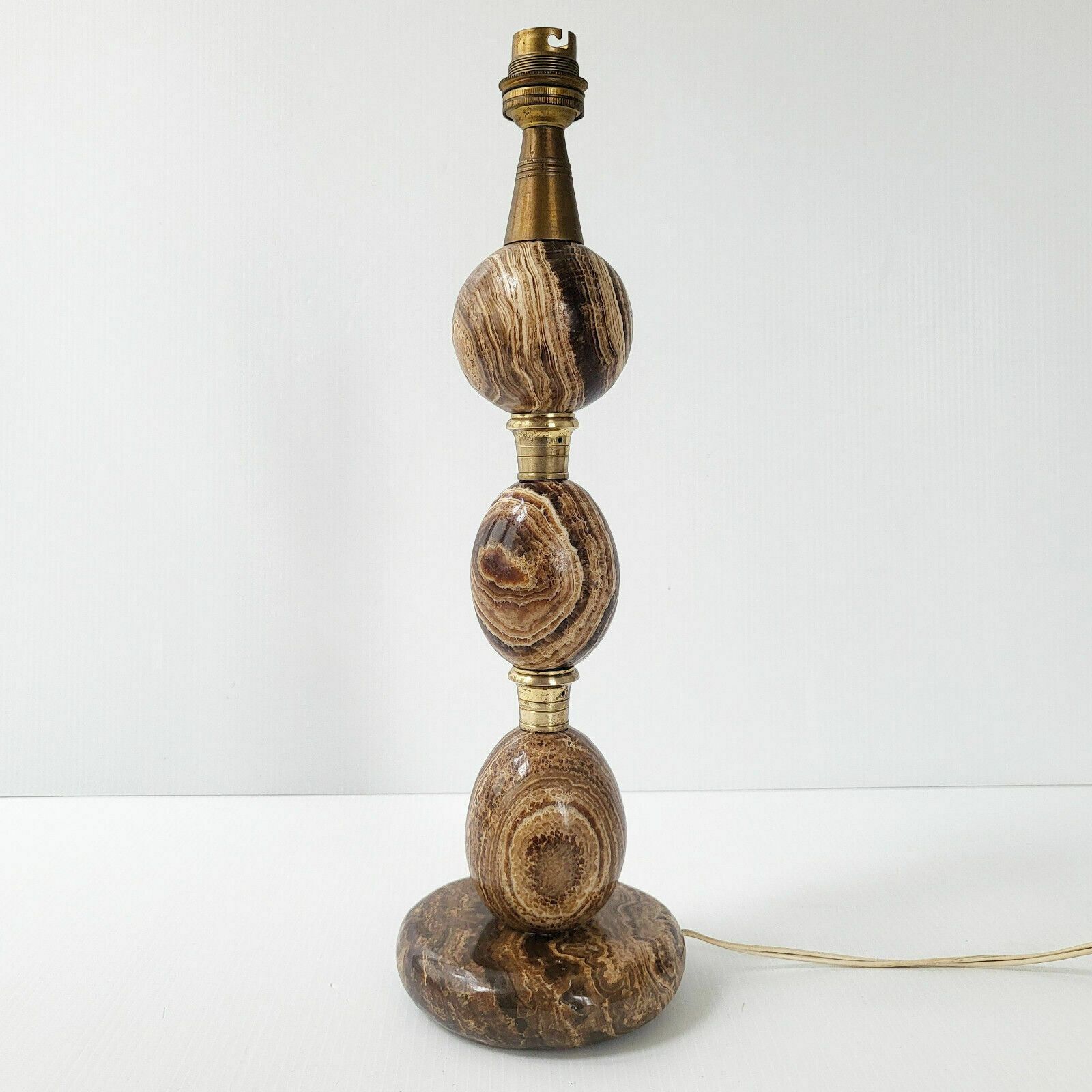 Vintage 1960 Ovoid Table Lamp In Marble & Brass 70s Retro 1960s 60s